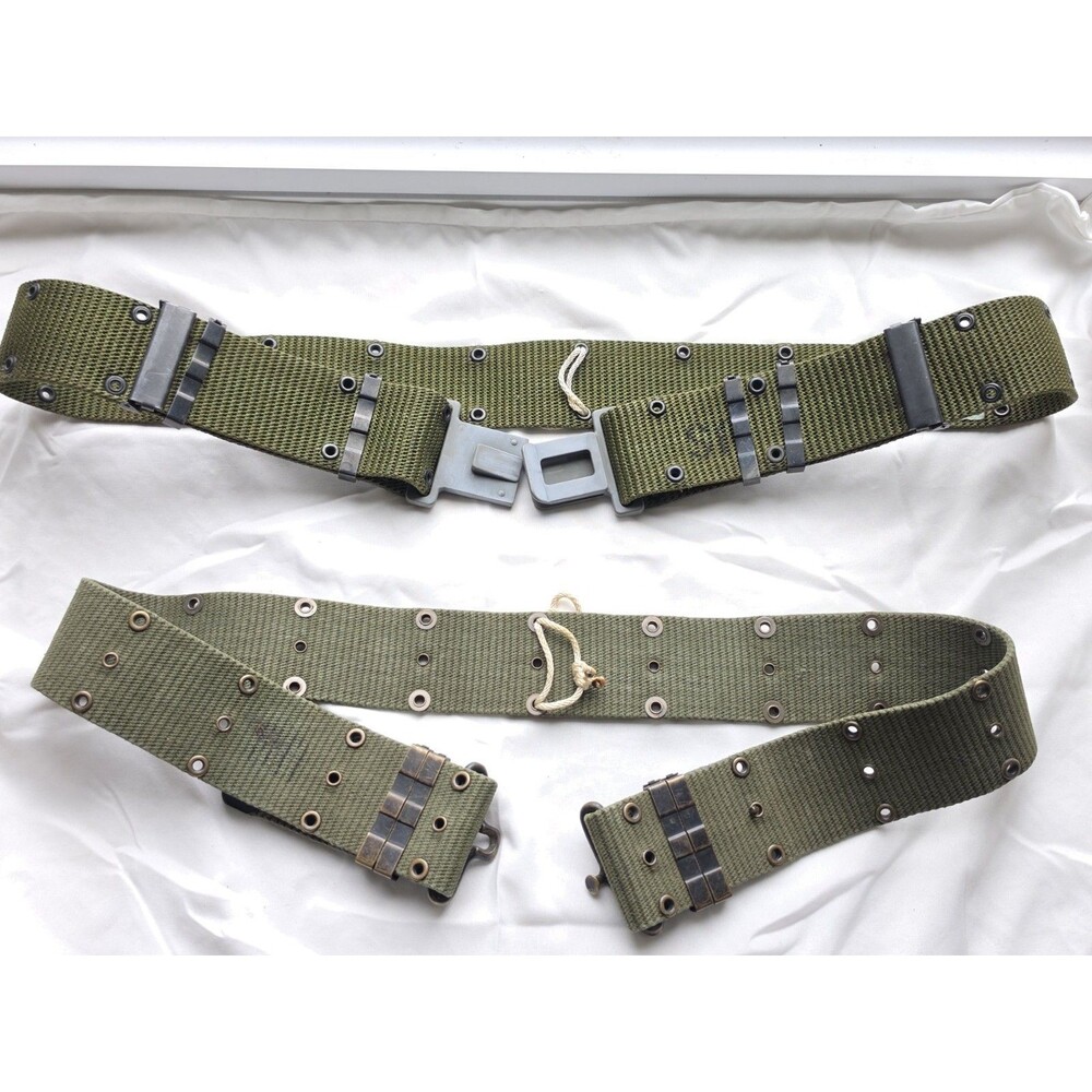 Lot of 2 U.S. Military Web Belts LC-2 ALICE & Vietnam Era Style OD Green Large